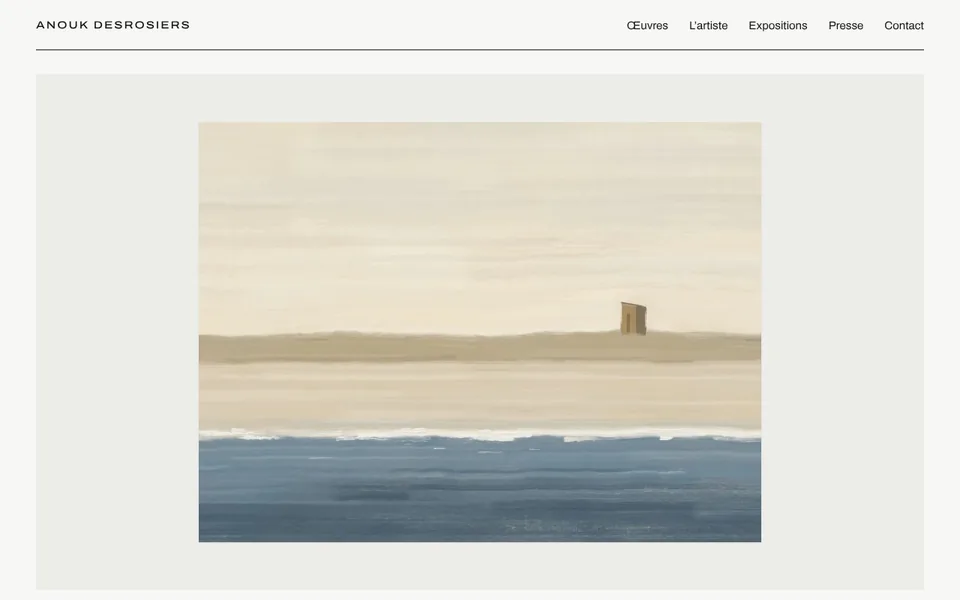 Page d’accueil du site de démonstration de Anouk Desrosiers, artiste fictif (ordinateur)