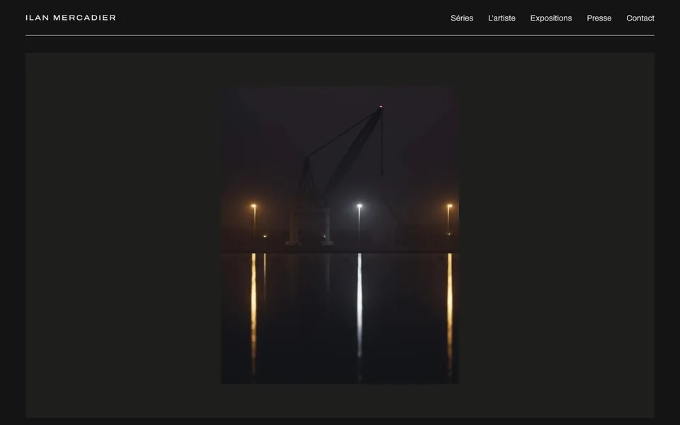 Page d’accueil du site de démonstration de Ilan Mercadier, artiste fictif (ordinateur)