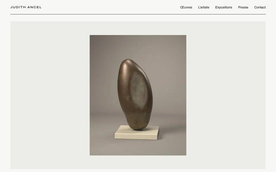 Page d’accueil du site de démonstration de Judith Ancel, artiste fictif (ordinateur)